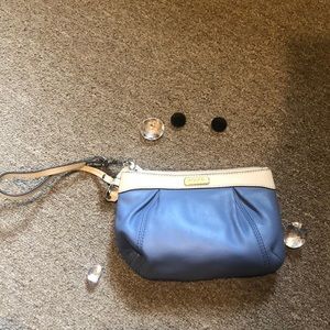 Never  Used Coach Wristlet Blue n Beige
